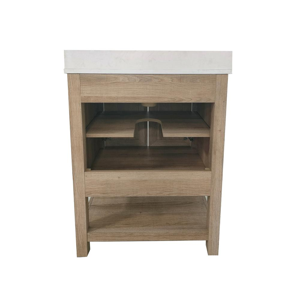 Start2Finish 24-inch contemporary bathroom vanity with sink combo showing sleek wood finish and integrated porcelain sink.