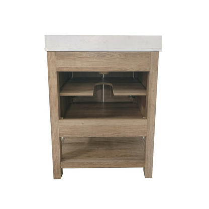 Start2Finish 24-inch contemporary bathroom vanity with sink combo showing sleek wood finish and integrated porcelain sink.