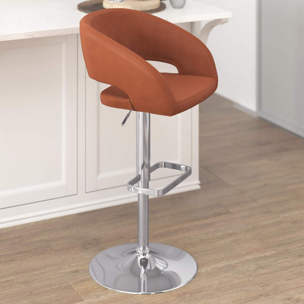 Contemporary adjustable swivel bar stool from Start2Finish with a sleek design, padded seat, and metal base for modern kitchen or bar area.
