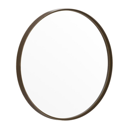 Modern 27.5 inch round wall mount accent mirror by Start2Finish, with a sleek frame and reflective glass surface.