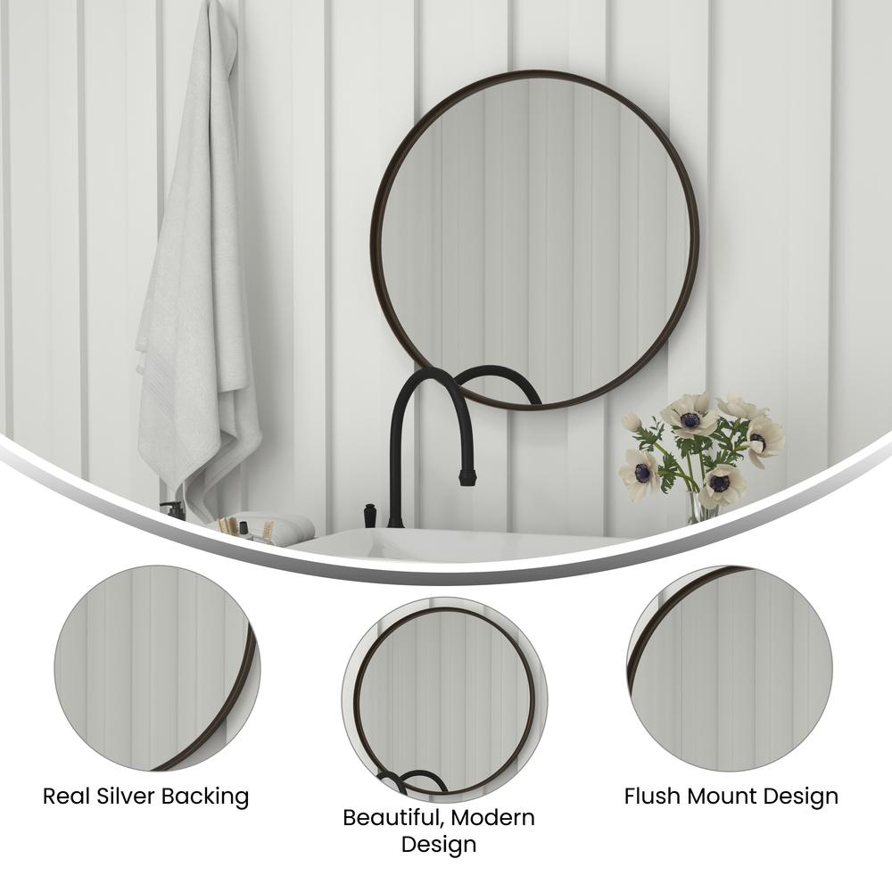 Modern 27.5-inch round wall mount accent mirror by Start2Finish showing a minimalist circular design and wall mounting hardware.