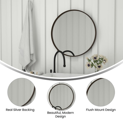 Modern 27.5-inch round wall mount accent mirror by Start2Finish showing a minimalist circular design and wall mounting hardware.
