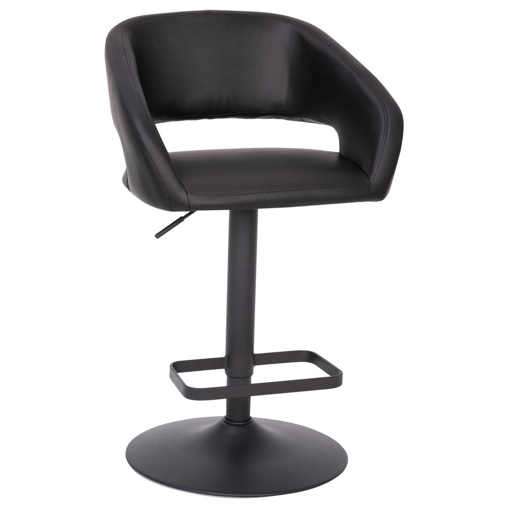 Contemporary adjustable swivel bar stool with a modern design, featuring a cushioned seat and metal base for bar or kitchen use.