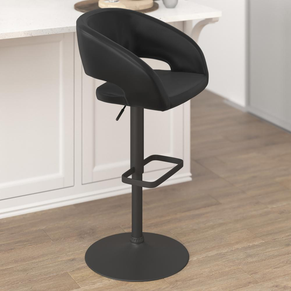 Start2Finish contemporary adjustable swivel bar stool with a modern design, wooden seat, and metal base for comfortable seating.