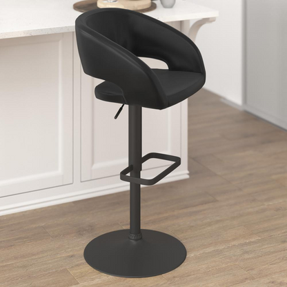 Start2Finish contemporary adjustable swivel bar stool with a modern design, wooden seat, and metal base for comfortable seating.