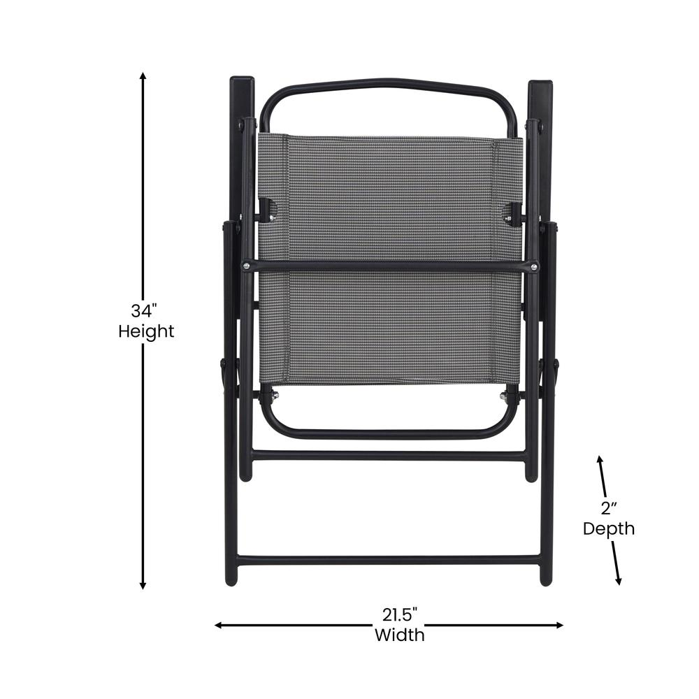 Set of 2 Start2Finish contemporary sling-style patio chairs with armrests, featuring sleek design and comfortable seating.