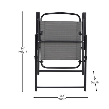 Set of 2 Start2Finish contemporary sling-style patio chairs with armrests, featuring sleek design and comfortable seating.