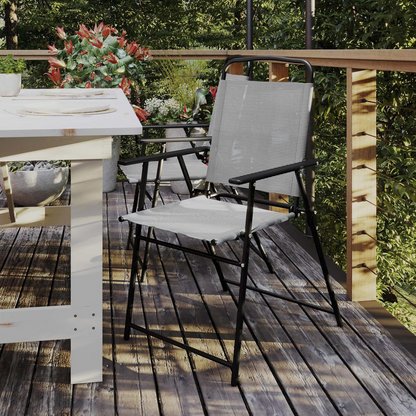 Set of 2 contemporary sling-style patio chairs with armrests, stylish outdoor furniture by Start2Finish