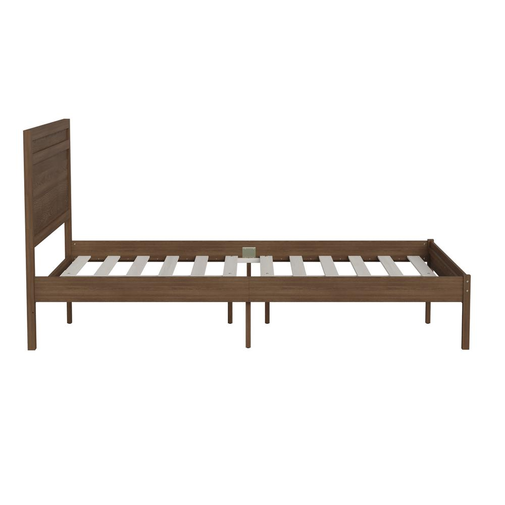 Modern full size wooden platform bed with headboard by Start2Finish, featuring a sleek design and sturdy construction.
