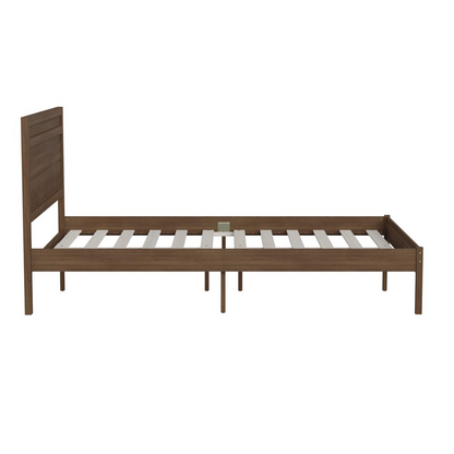 Modern full size wooden platform bed with headboard by Start2Finish, featuring a sleek design and sturdy construction.
