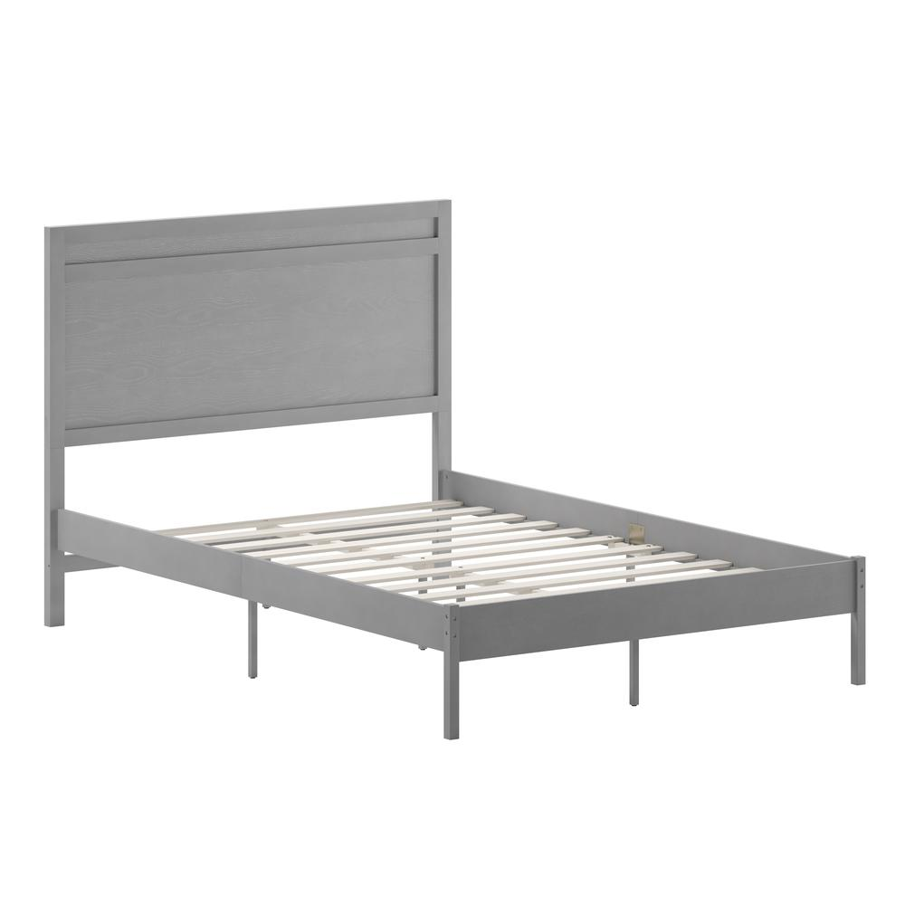 Modern king size wooden platform bed with headboard from Start2Finish, featuring a sleek design and sturdy construction.
