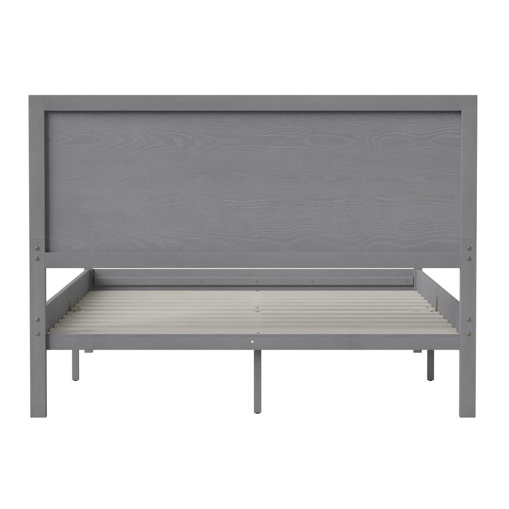 Modern king size wooden platform bed with headboard by Start2Finish, showcasing a sleek, sturdy design and natural wood finish.