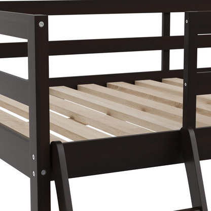 Start2Finish full loft bed frame with integrated desk, featuring sturdy wood construction and a space-saving design.
