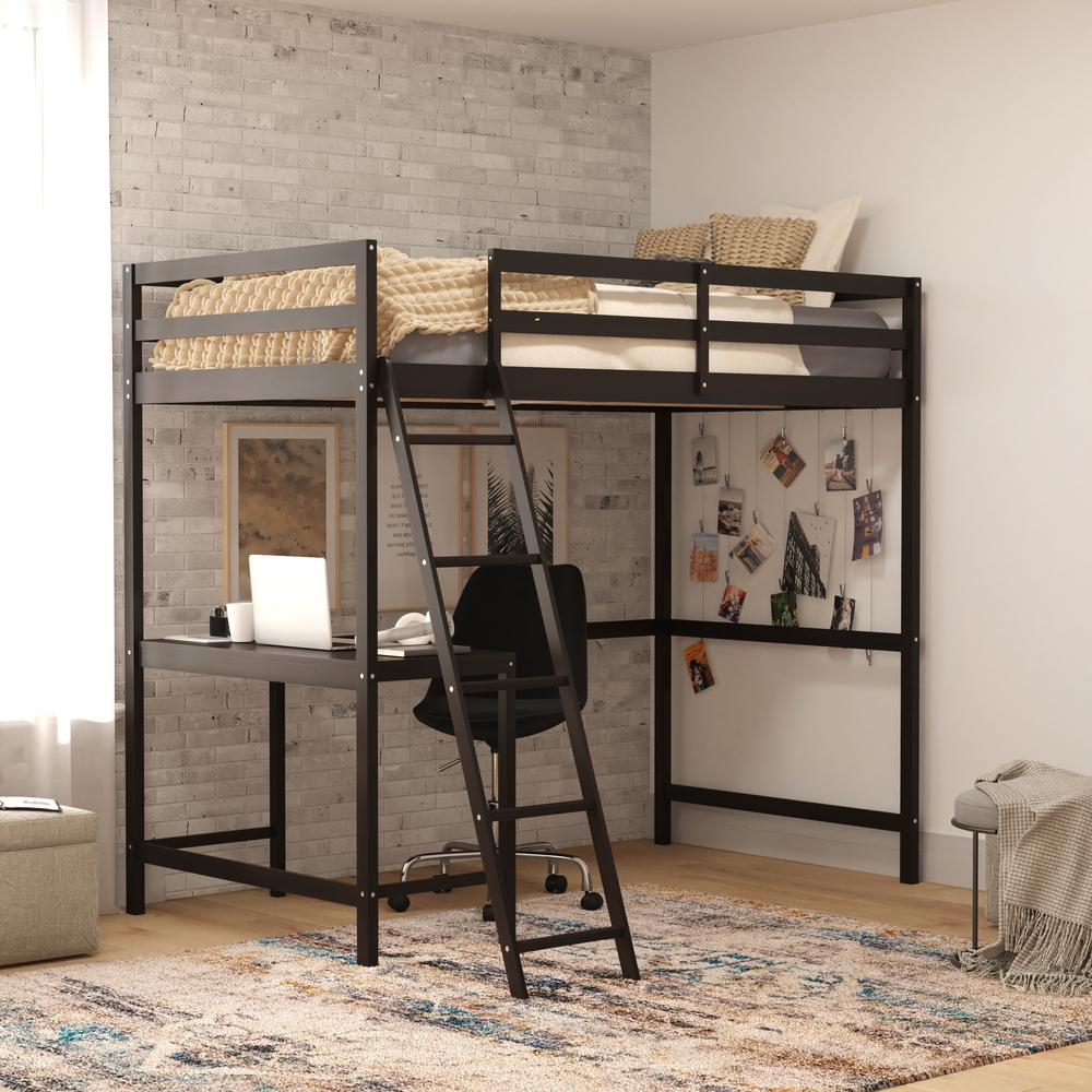 Start2Finish full loft bed frame with integrated desk, sturdy furniture for space-saving bedroom organization.