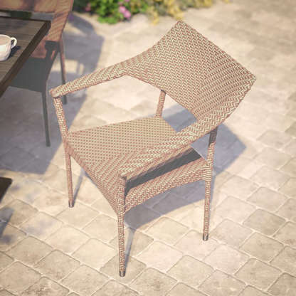 Modern commercial-grade acacia wood patio dining table with sturdy design and smooth surface, ideal for outdoor dining spaces.