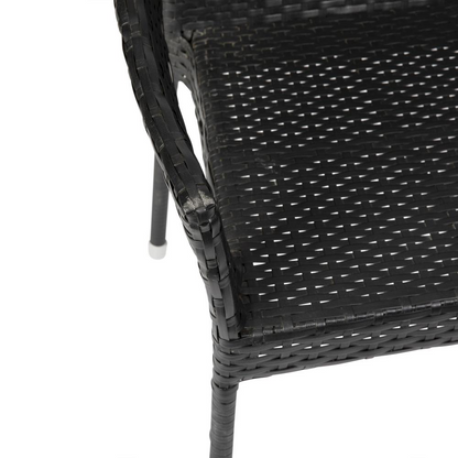 Modern stackable patio dining chair with arms by Start2Finish, featuring a sleek design and comfortable armrests for outdoor dining.