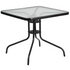 Square Start2Finish patio table for restaurants, banquet halls, and dining rooms, featuring a sturdy wooden surface and metal frame.