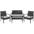 Contemporary outdoor seating set by Start2Finish with cushioned chairs and a matching table for patio or garden use.