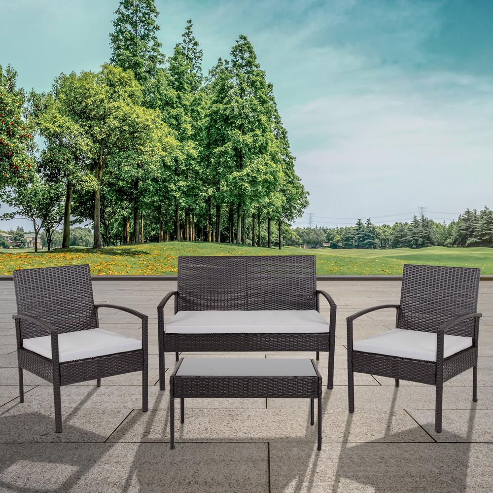 Start2Finish contemporary outdoor seating set with cushioned chairs and a matching table in a modern patio setting.