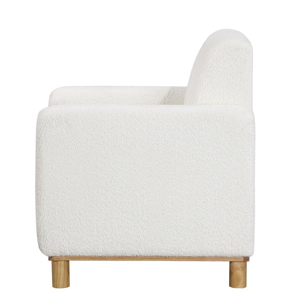 Maizie white boucle fabric armchair by Start2Finish featuring plush upholstery and modern design for stylish home seating.