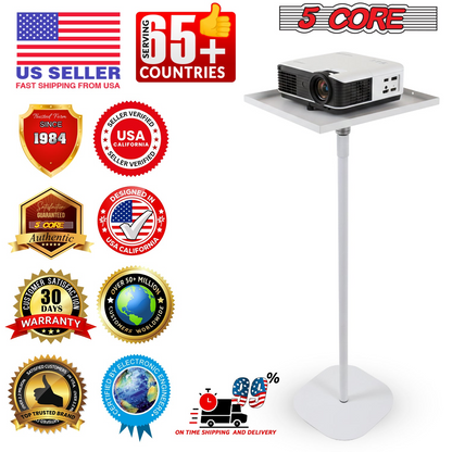 Start2Finish 5 Core projector stand with adjustable height up to 53 inches, supporting home office and studio projectors.