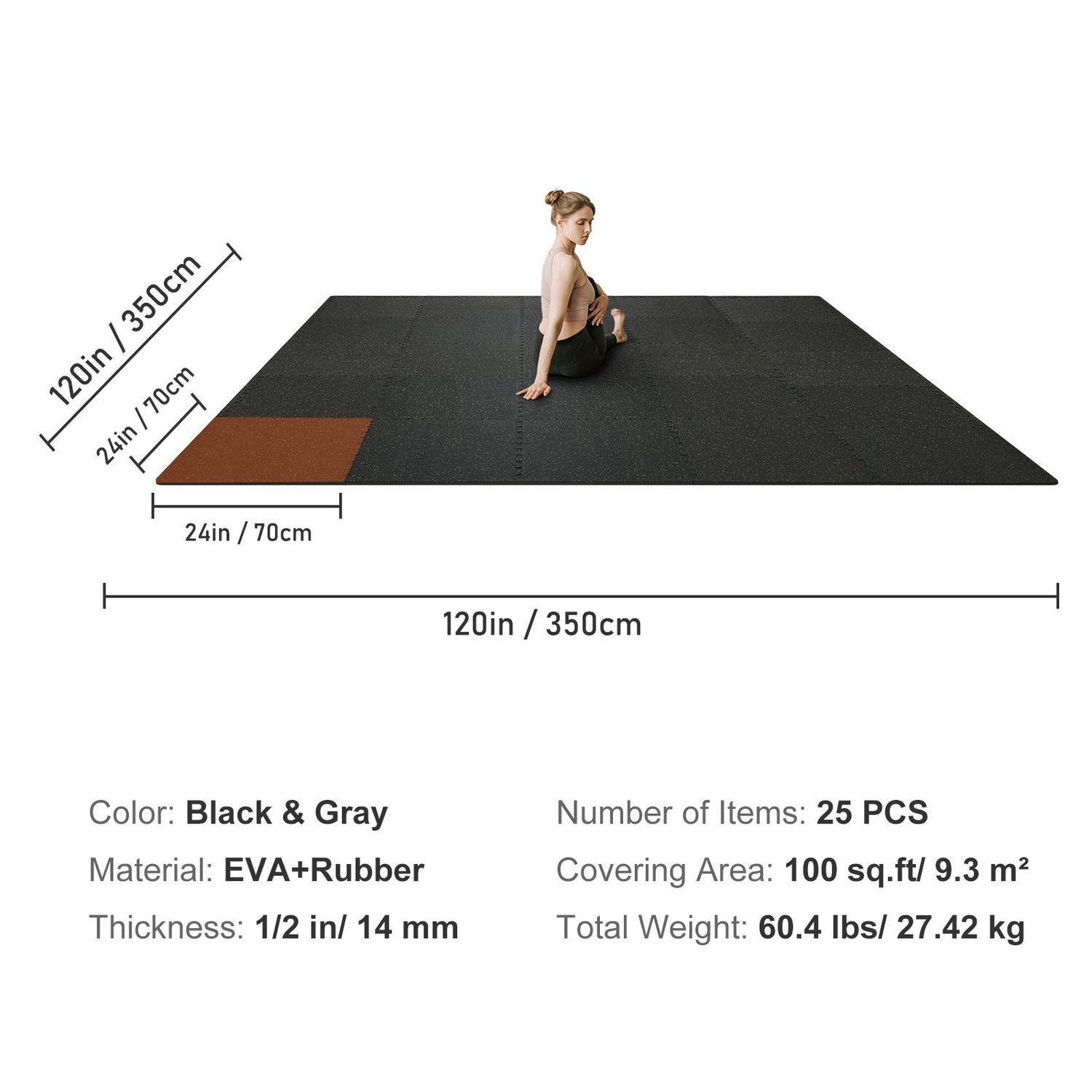 Start2Finish VEVOR EVA foam interlocking floor mats, 24x24 inches, thickened puzzle rubber tiles for workout and gym flooring.
