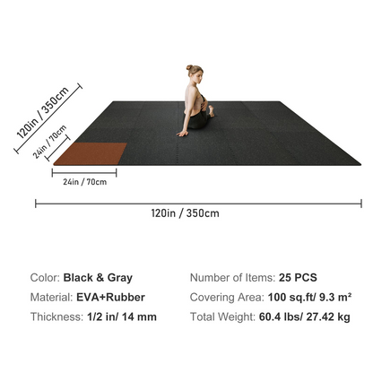 Start2Finish VEVOR EVA foam interlocking floor mats, 24x24 inches, thickened puzzle rubber tiles for workout and gym flooring.