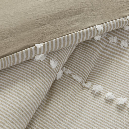 Start2Finish 3-piece cotton yarn-dyed comforter bedding set shown with textured fabric and coordinating pillow shams.