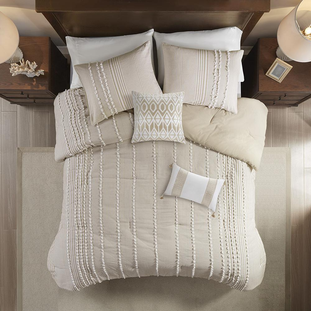 Start2Finish 3-piece cotton yarn dyed comforter bedding set with matching pillow shams on a bed.