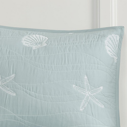 Start2Finish 4-piece cotton reversible embroidered quilt bedding set with matching throw pillow, showcasing intricate embroidery and soft fabric.
