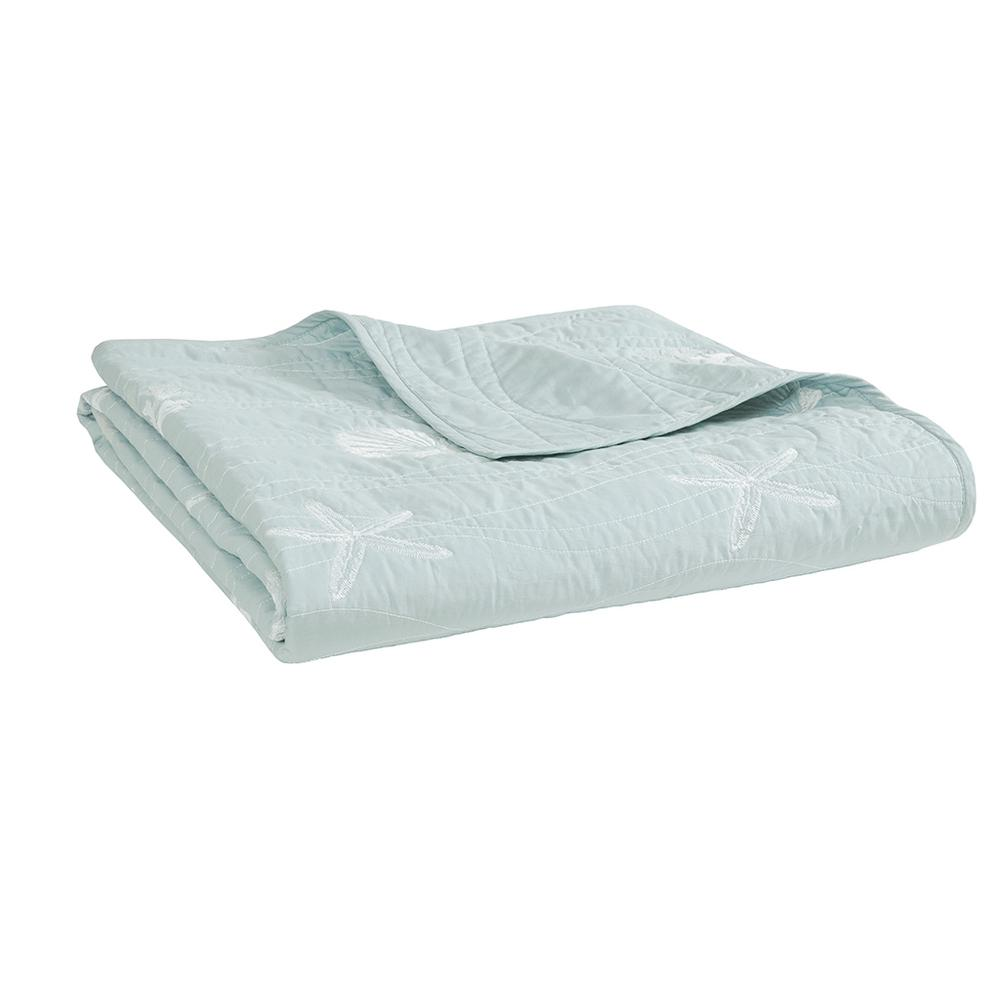 Reversible cotton quilt set with embroidered patterns and matching throw pillow, bedding by Start2Finish.
