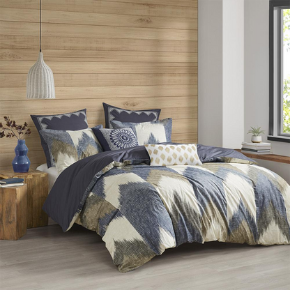 Start2Finish Alpine 3-piece navy duvet cover mini set with bedding, featuring a textured fabric and matching pillow shams.