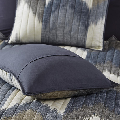 Alpine 3-piece printed cotton quilt set in navy by Start2Finish, featuring a cozy bedding design with matching pillow shams.