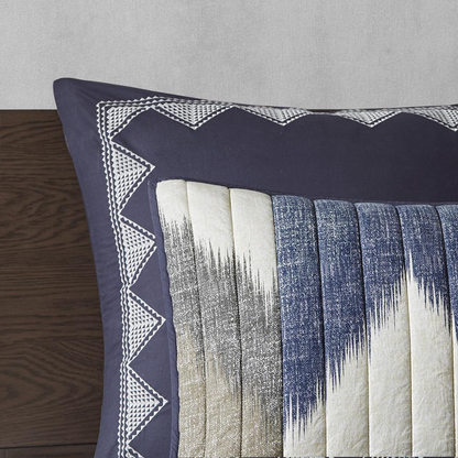 Alpine 3-piece printed cotton quilt set in navy from Start2Finish, featuring a cozy bedding ensemble with matching pillow shams.