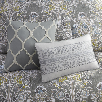 Start2Finish 6-piece cotton comforter bedding set with matching pillowcases and decorative pillows on a neatly made bed.
