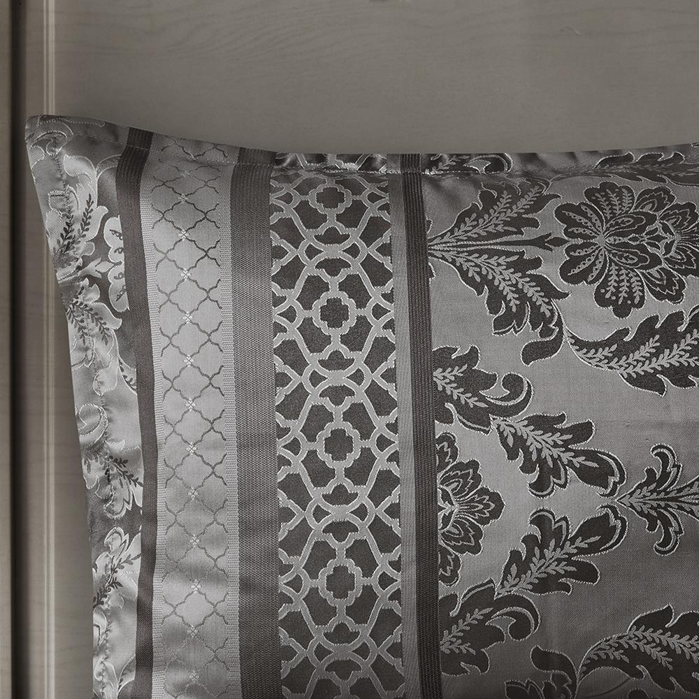 Start2Finish 7-piece Jacquard comforter set with intricate woven patterns, including matching pillow shams for a luxurious bedroom look.
