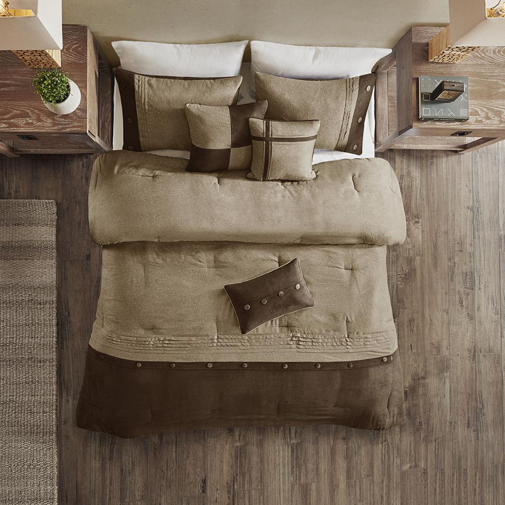 Start2Finish 7-piece faux suede comforter bedding set with coordinating pillow shams in soft, plush fabric.