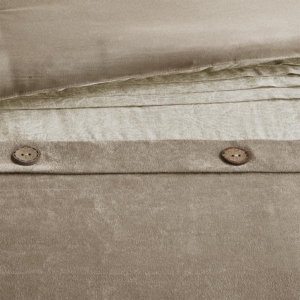 Start2Finish 7-piece faux suede comforter set with matching pillow shams, showcasing soft, plush fabric in a modern bedroom setting.