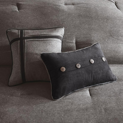 Start2Finish 7-piece faux suede comforter bedding set with matching pillow shams in soft, textured fabric for cozy bedroom decor.