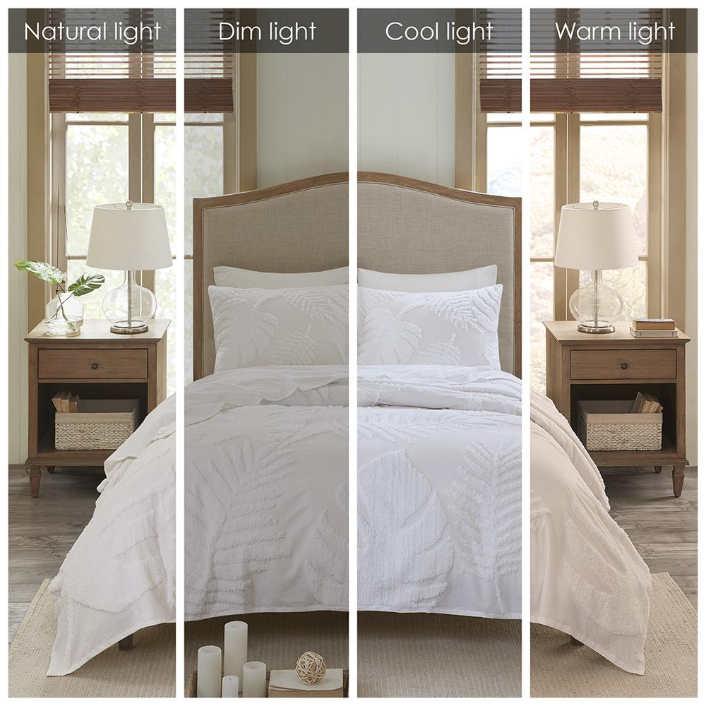 Start2Finish 3-piece tufted cotton chenille Palm bedding comforter set with plush, textured design in soft neutral tones.
