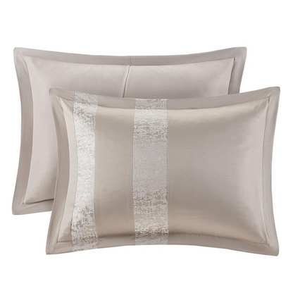Start2Finish 7-piece chenille jacquard comforter bedding set with decorative pillows in a stylish design.