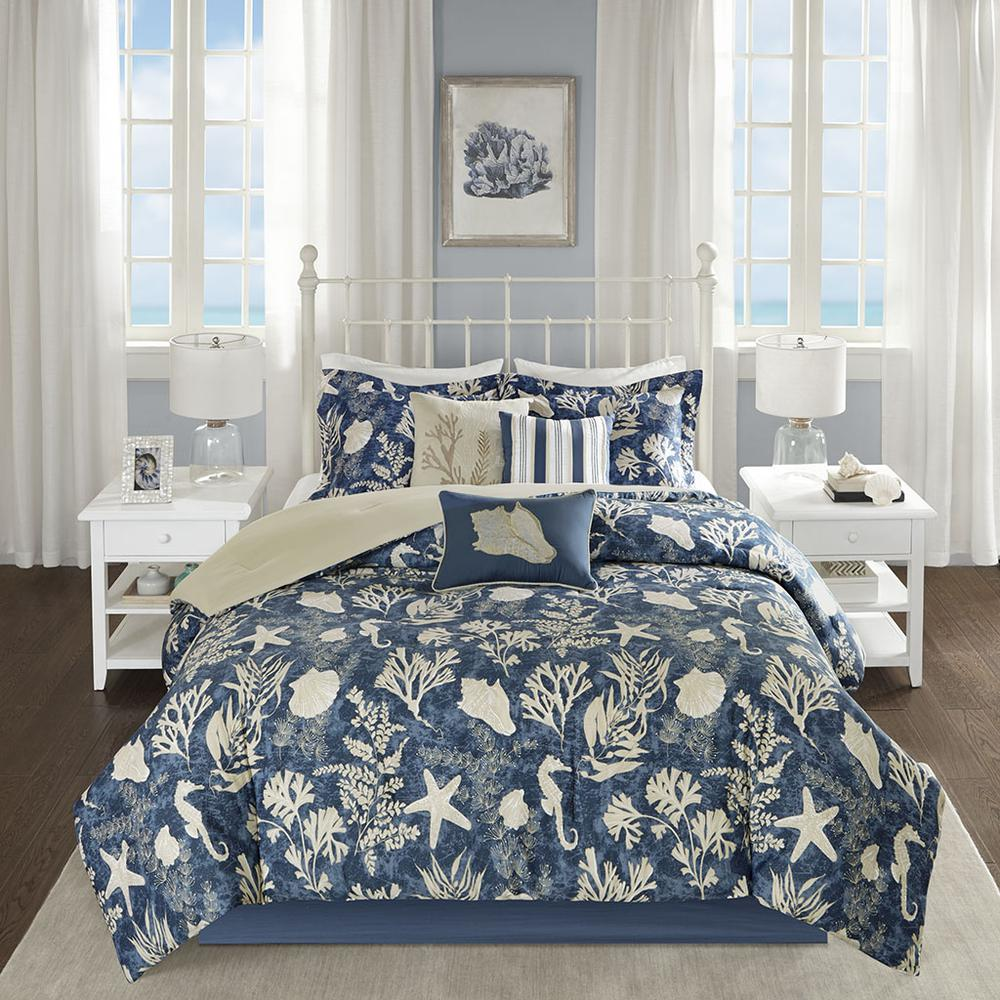 Start2Finish 7-piece cotton sateen comforter bedding set with matching pillow shams and bed skirt, soft and luxurious fabric.