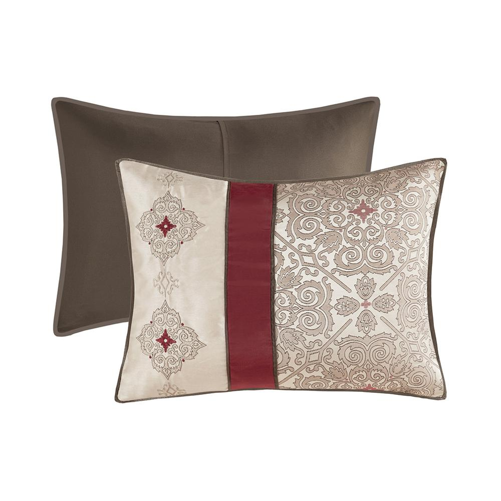 Start2Finish 7-piece Jacquard comforter set with matching throw pillows, featuring intricate woven patterns in elegant bedding design.