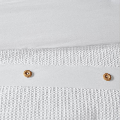 Start2Finish 3-piece cotton waffle weave comforter bedding set with textured duvet and matching pillow shams.