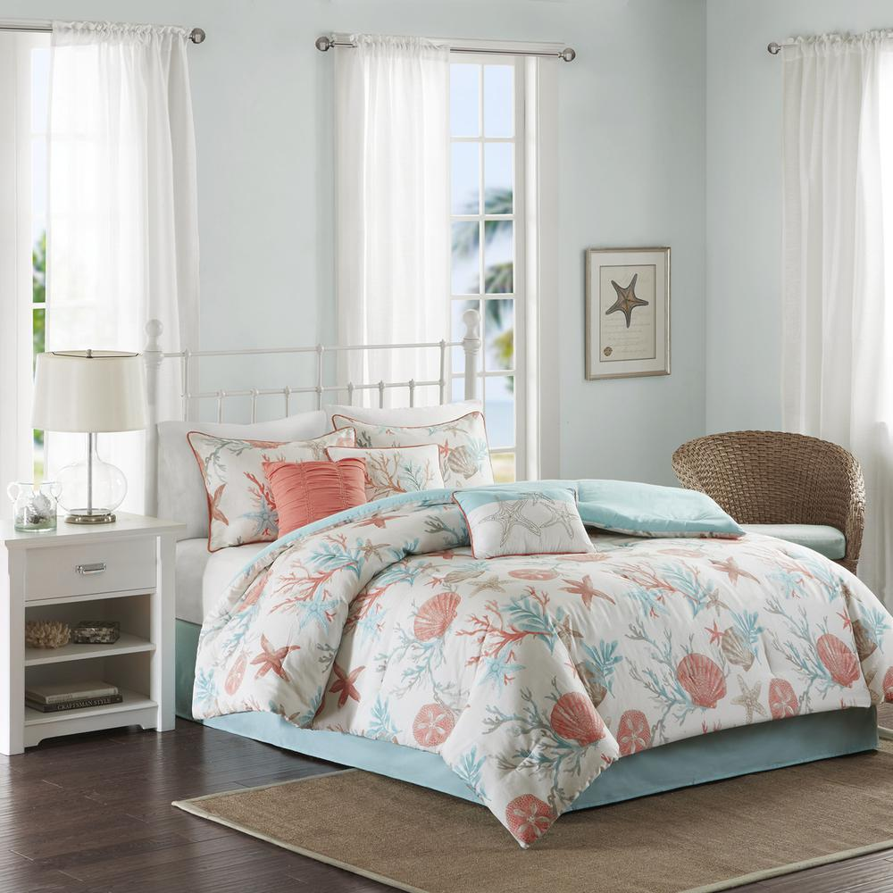 Start2Finish 7-piece cotton sateen comforter bedding set with matching pillow shams and decorative accents.