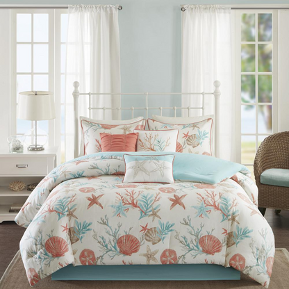 Start2Finish 7-piece cotton sateen comforter set with matching pillow shams, soft and luxurious bedding for a cozy bedroom look.