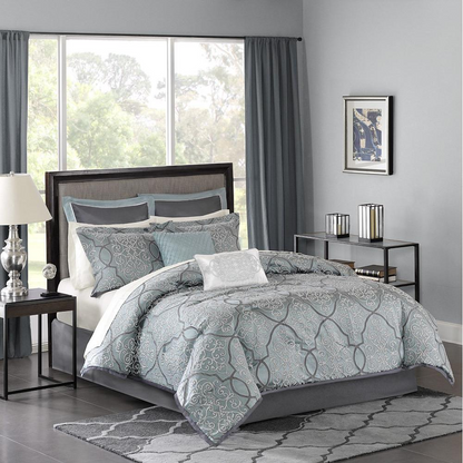 Start2Finish 12-piece comforter bedding set with cotton bed sheets, featuring a cozy, stylish design and matching pillowcases.