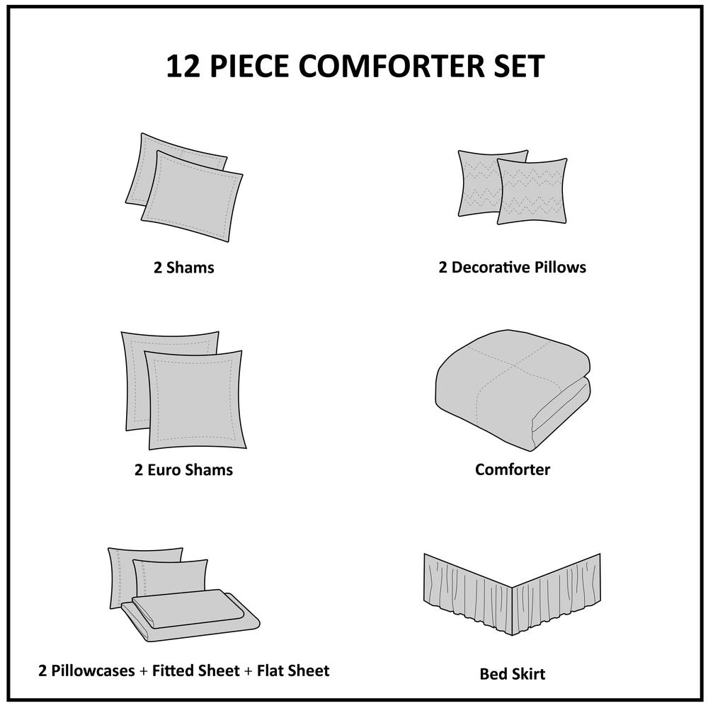 Start2Finish 12-piece comforter bedding set with cotton bed sheets, featuring cozy, soft fabric and coordinated bedding design.