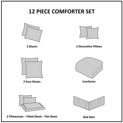 Start2Finish 12-piece comforter bedding set with cotton bed sheets, featuring cozy, soft fabric and coordinated bedding design.