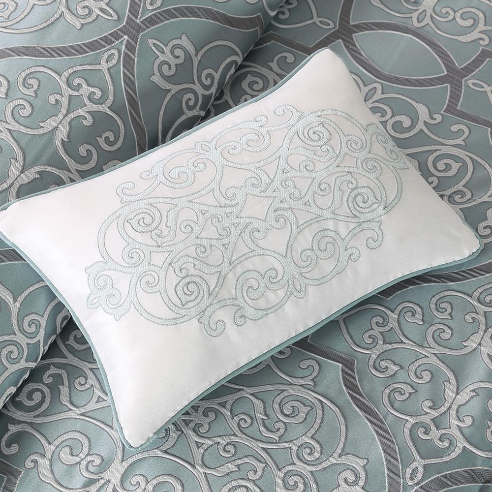 Start2Finish 12-piece comforter set with cotton bed sheets, featuring cozy bedding with decorative pillows and matching linens.